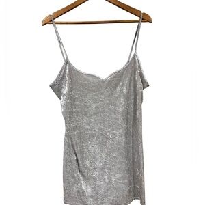 Vintage Intimate Moods Slip Dress Silver Velvet Mini 90s Y2K Fairycore Large